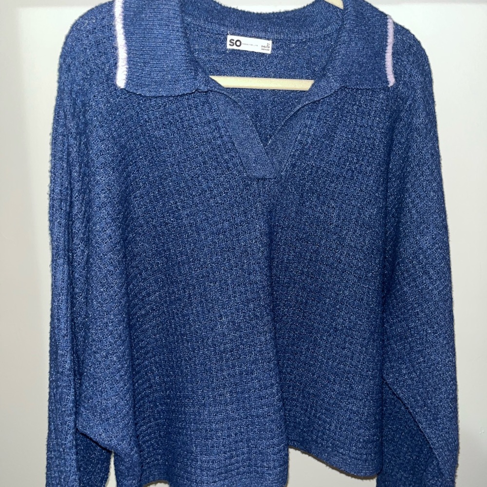SO Women's V-Neck Sweater in Blue